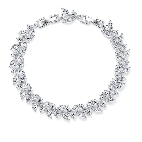 Leaves Like Diamonds Bracelet - AAA Cubic Zirconia - Free Box Packaging
