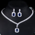 Majestic Party Set Deep Blue & White - Earrings & Necklace - Statement Jewellery - Cubic Zircon - Box Packaging