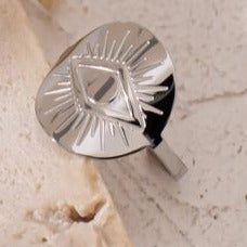Istanbul - Adjustable Ring - Sparkling Stainless Steel - Non Tarnish - Chic Design! - Free Box Packaging!
