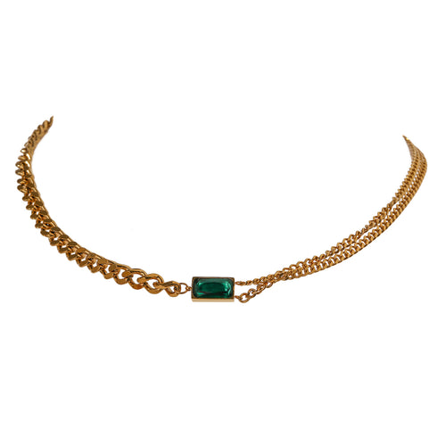 Green Paradise - Necklace - 18K Genuine Gold Plated over Pure Stainless Steel - Non Tarnish - Chic Design! - Free Box Packaging!