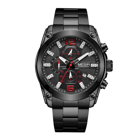 Megir - Men's Watch - 1 Year Warranty - Stainless Steel Strap - Chronograph - 3 ATM Water Resistant