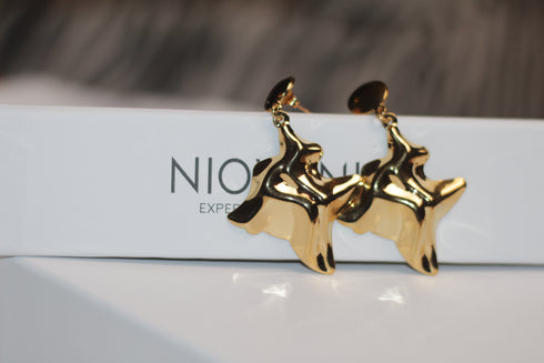 Luxury Chunk Earrings! - 14K Gold Plated! - New Design! - Free Box Packaging!