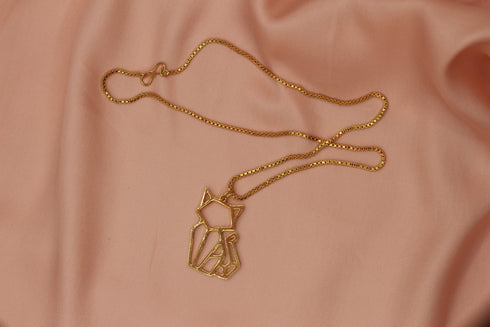 Origami Cat Necklace - 24K Gold Plated! - Free Box Packaging! - 10% of the Profits allocated to the feeding of stray Cat's!