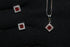 Modern Elegance - Ruby Red - 925 Sterling Silver Jewellery Set - Necklace + Earrings - Free Box Packaging