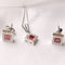 Modern Elegance - Ruby Red - 925 Sterling Silver Jewellery Set - Necklace + Earrings - Free Box Packaging