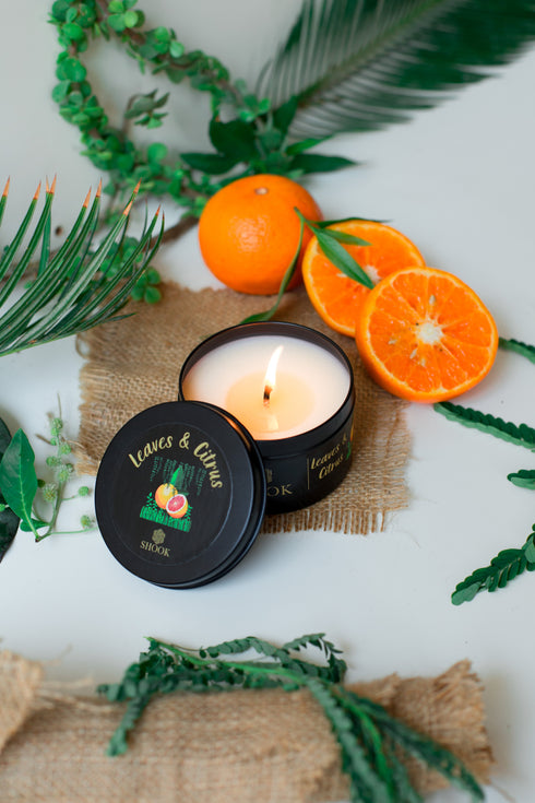 Leaves & Citrus - Honeysuckle Scented Candle - Free SHOOK Carry Bag Included!