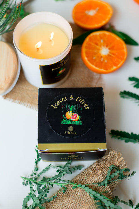 Leaves & Citrus - Honeysuckle Scented Candle - Double Wick - Free Shook Carry Bag