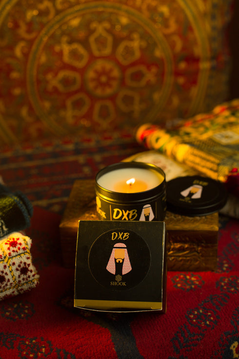 DXB - Amber & Oud Scented Candle - Free SHOOK Carry Bag Included!