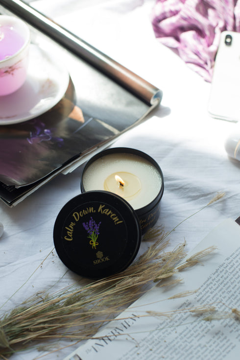 Calm Down, Karen! - Lavender Scented Candle - Free SHOOK Carry Bag Included!