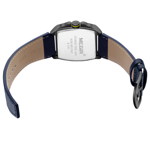 Megir - Men's Watch - 1 Year Warranty - Genuine Leather Strap - Chronograph - 3 ATM Water Resistant