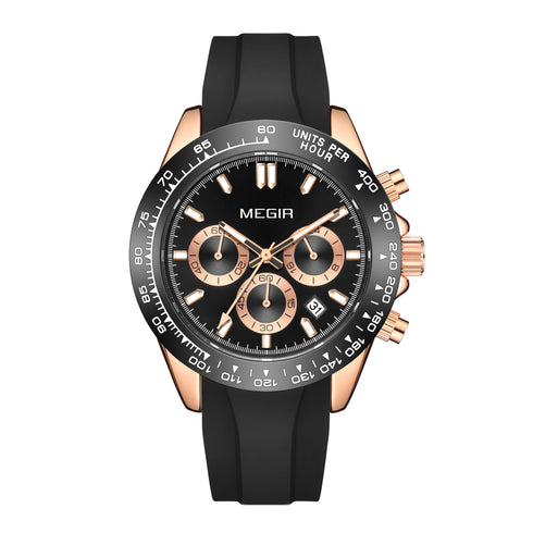 Megir - Men's Watch - 1 Year Warranty - Silicon Strap - Chronograph - 3 ATM Water Resistant