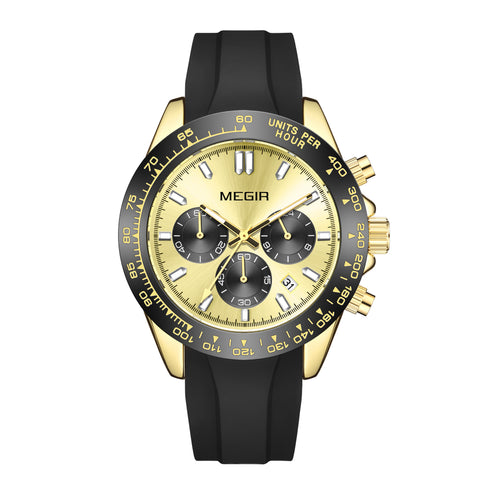Megir - Men's Watch - 1 Year Warranty - Silicon Strap - Chronograph - 3 ATM Water Resistant