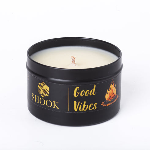 Good Vibes - Woodfire & Bakhoor Scented Candle - Free SHOOK Carry Bag Included!