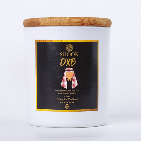 DXB - Amber & Oud Scented Candle - Double Wick - Shook Carry Bag Included