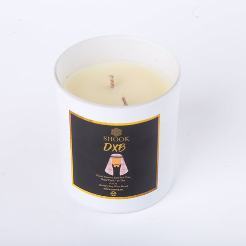 DXB - Amber & Oud Scented Candle - Double Wick - Shook Carry Bag Included