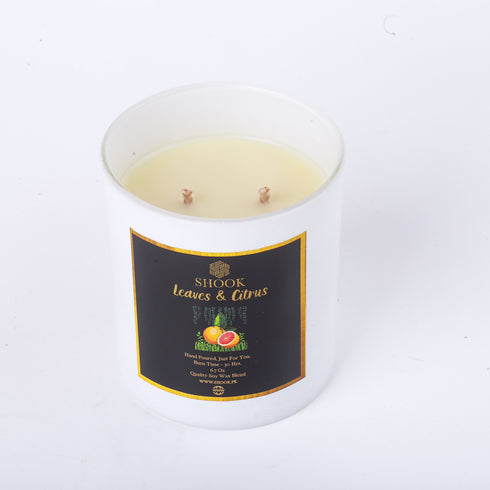 Leaves & Citrus - Honeysuckle Scented Candle - Double Wick - Free Shook Carry Bag