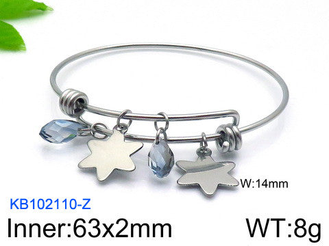 Charm Bracelet - Genuine Crystals - Pure Stainless Steel - Chic Design! - Free Box Packaging!