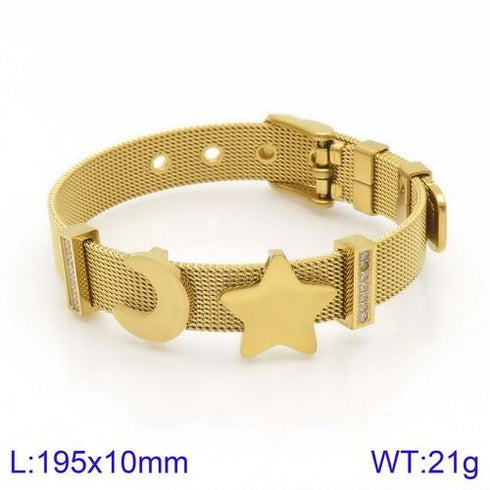 To The Moon & Back! - 14K Gold Plated Bracelet! - Fine Stainless Steel! - Free Box Packaging!