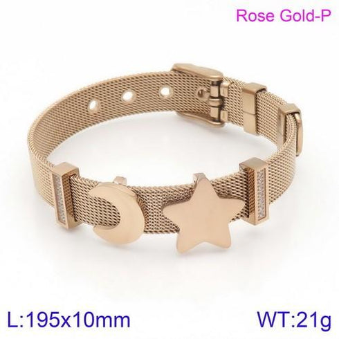 To The Moon & Back! - Rose Gold Plated Bracelet! - Fine Stainless Steel! - Free Box Packaging!