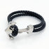 Ocean's Anchor Leather Bracelet! - Jet Black! - Stainless Steel! - Free Box Packaging!