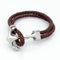 Ocean's Anchor! - Leather Bracelet! - Rugged Brown! - Stainless Steel! - Free Box Packaging!