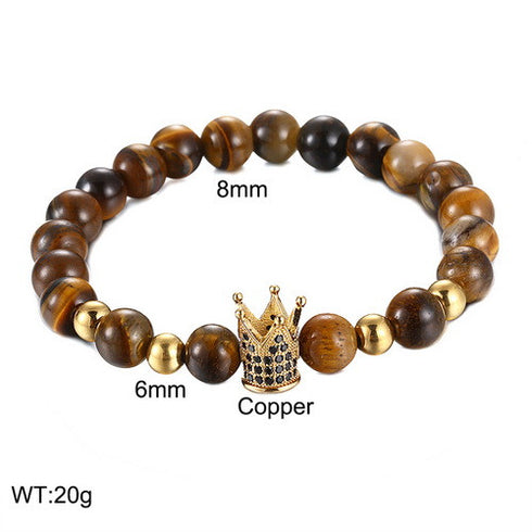 Rugged Brown Crown Bracelet! - 14K Gold Plated! - Him/Her