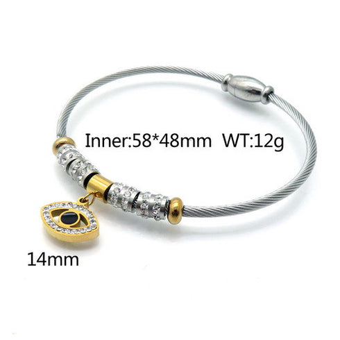 Turkish Eye Bracelet! - 14K Gold Plated Over Sparkling Stainless Steel - Long Lasting Shine! - Free Box Packaging