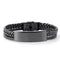 Florida - Leather & Steel Black Bracelet - Free Box Packaging