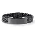 Florida - Leather & Steel Black Bracelet - Free Box Packaging