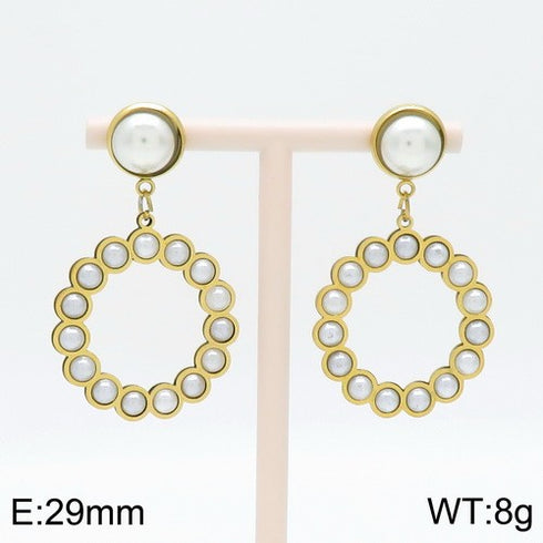 Haven of Pearls! - 14K Gold Plated! - Drop Hoops! - Hot Seller!