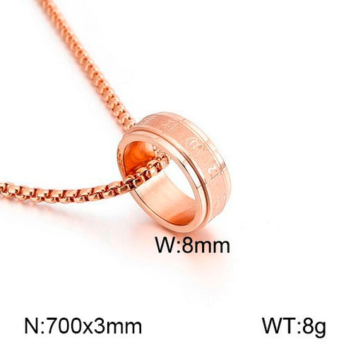 Ring of Myths Necklace! - Rose Gold Plating Over 316L Surgical Grade Stainless Steel! - Ring of Myths! - 700MM Long! - Free Gift Packaging!