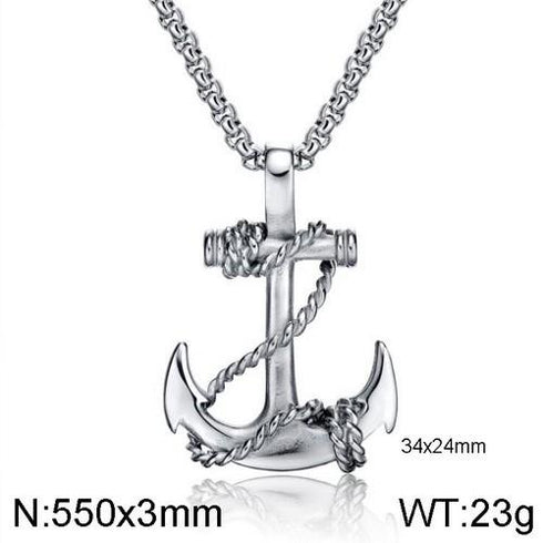 Ocean's Anchor! - Sparkling Silver! - Stainless Steel Necklace! - 550 MM - Free Box Packaging!