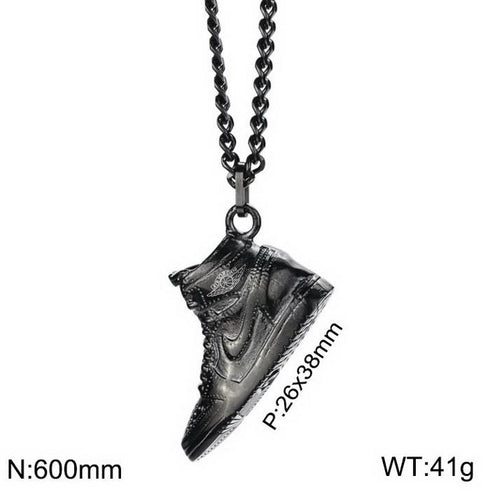 Shoe Shine Necklace! - Sparkling Jet Black! - 316L Surgical Grade Stainless Steel! - Free Gift Packaging!
