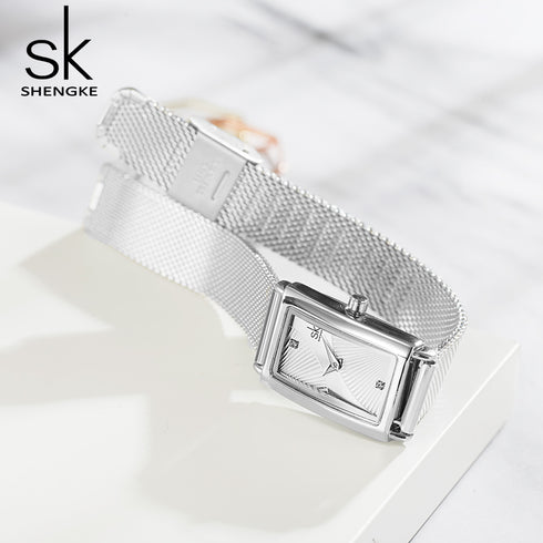 Shengke Classic - Women's Watch - Classic Silver - Adjustable Steel Strap - 1 Year Warranty - Free Box Packaging!