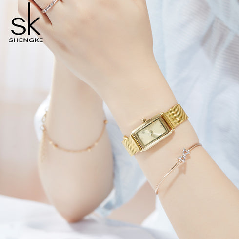 Shengke Classic - Women's Watch - Classic Gold - Adjustable Steel Strap - 1 Year Warranty - Free Box Packaging!