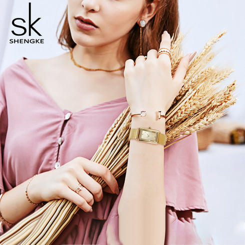 Shengke Classic - Women's Watch - Classic Gold - Adjustable Steel Strap - 1 Year Warranty - Free Box Packaging!
