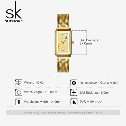 Shengke Classic - Women's Watch - Classic Gold - Adjustable Steel Strap - 1 Year Warranty - Free Box Packaging!