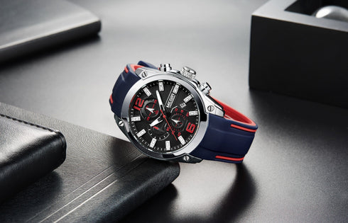 Megir - Men's Watch - 1 Year Warranty - Silicon Strap - Chronograph - 3 ATM Water Resistant
