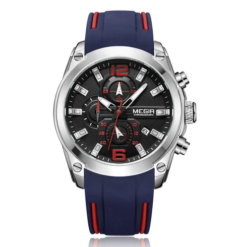 Megir - Men's Watch - 1 Year Warranty - Silicon Strap - Chronograph - 3 ATM Water Resistant