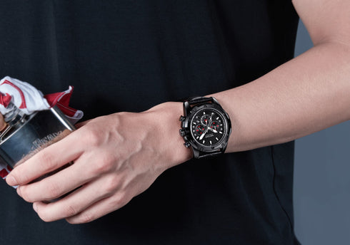 Megir - Men's Watch - 1 Year Warranty - Genuine Leather Strap - Chronograph - 3 ATM Water Resistant