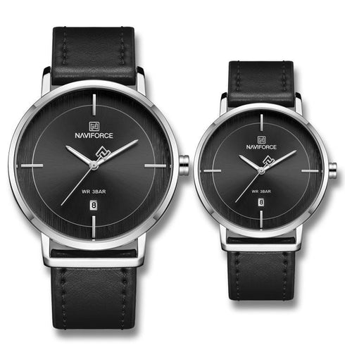 Naviforce Couple's Watch Set! - 2 Pair! - Leather Straps! - Limited Edition! - 1 Year Warranty!