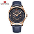 Naviforce Modern Blue & Rose Gold! - Genuine Leather! - 1 Year Warranty! - Day Date Function!