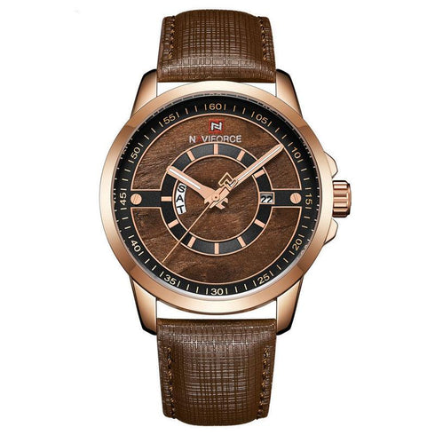 Naviforce Modern Bronze & Rose Gold! - Genuine Leather! - 1 Year Warranty! - Day Date Function!