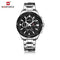 Naviforce Black and Silver Steel Chrongraph