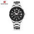 Naviforce Black and Silver Steel Chrongraph