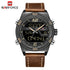Naviforce Men's - Modern Technology! - Traditional Brown - Genuine Leather! - Water Resistant!- 1 Year Warranty!