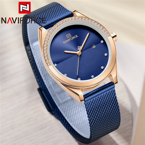 Naviforce Elegance - Women's Watch - Majestic Blue - Adjustable Mesh Steel Strap - 1 Year Warranty - Free Box Packaging
