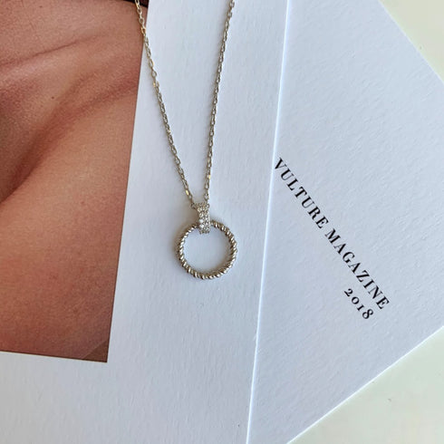 I Dream of Gold Necklace - Pure Stamped Sterling Silver (Chandi) + Certificate - 5A Cubic Zircon