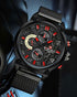 Naviforce Men's Classic Chronograph - Black & Red Contrast! - Adjustable Steel Strap! - Water Resistant! - 1 Year Warranty!