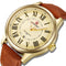 Naviforce Men's Elegant Roman Numbers! - Genuine Leather! - 14K Gold Plated! - 1 Year Warranty!